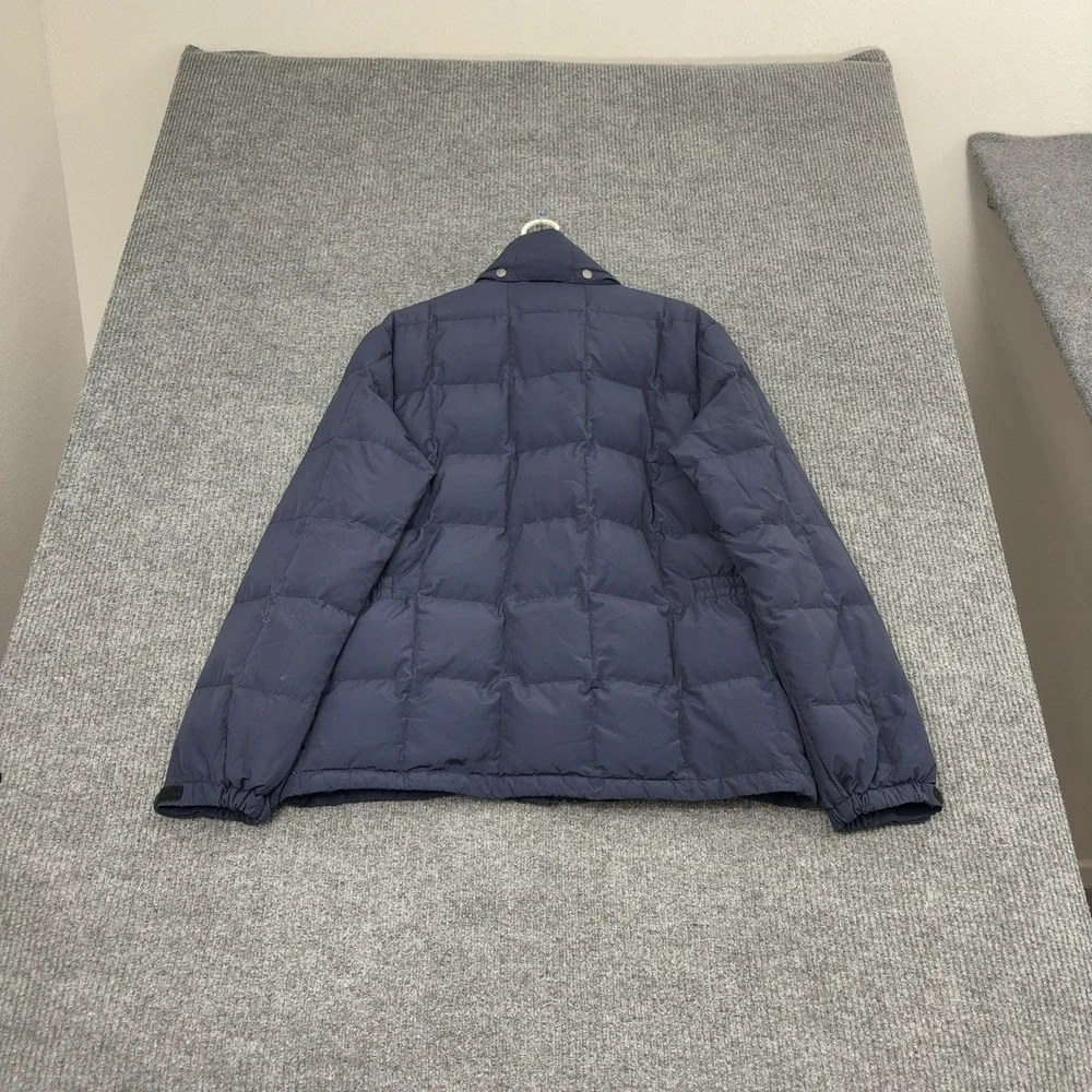 J CREW Jacket Mens L Navy Blue Cotton Nylon Down Fill Mock Neck Puffer Outdoor